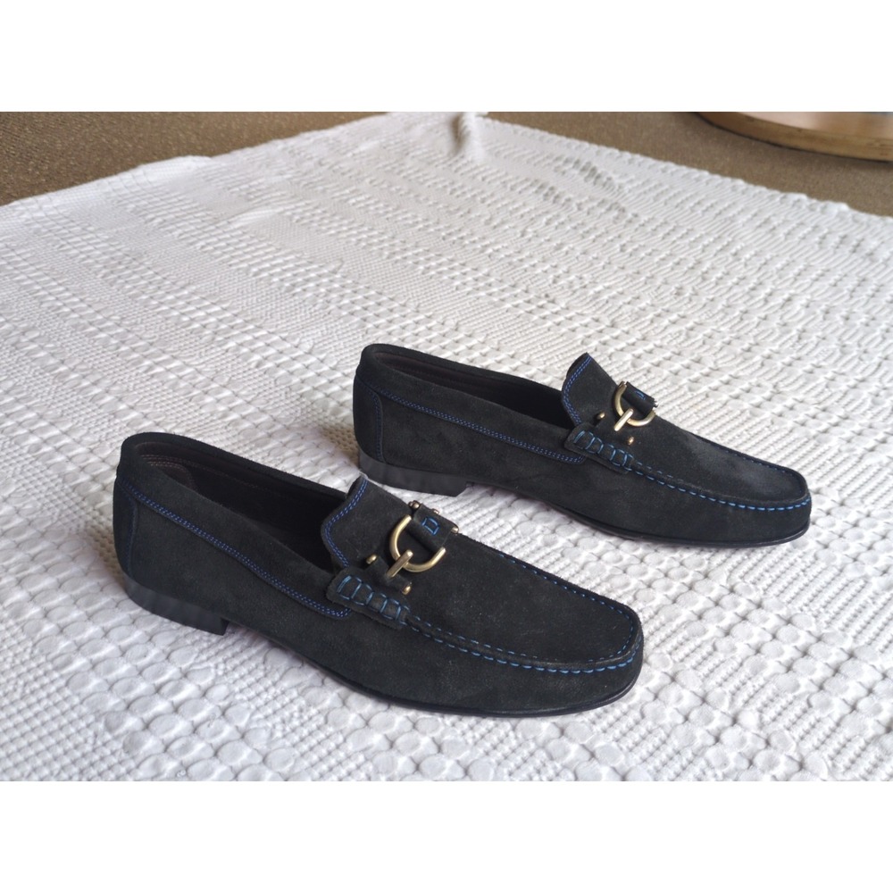 Donald Pliner Dacio 2 Italy Made Black Blue Size 12 M Slip On Formal Business